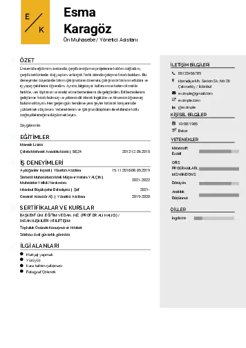 Yönetici Asistanı Cv Örnekleri cv indir
